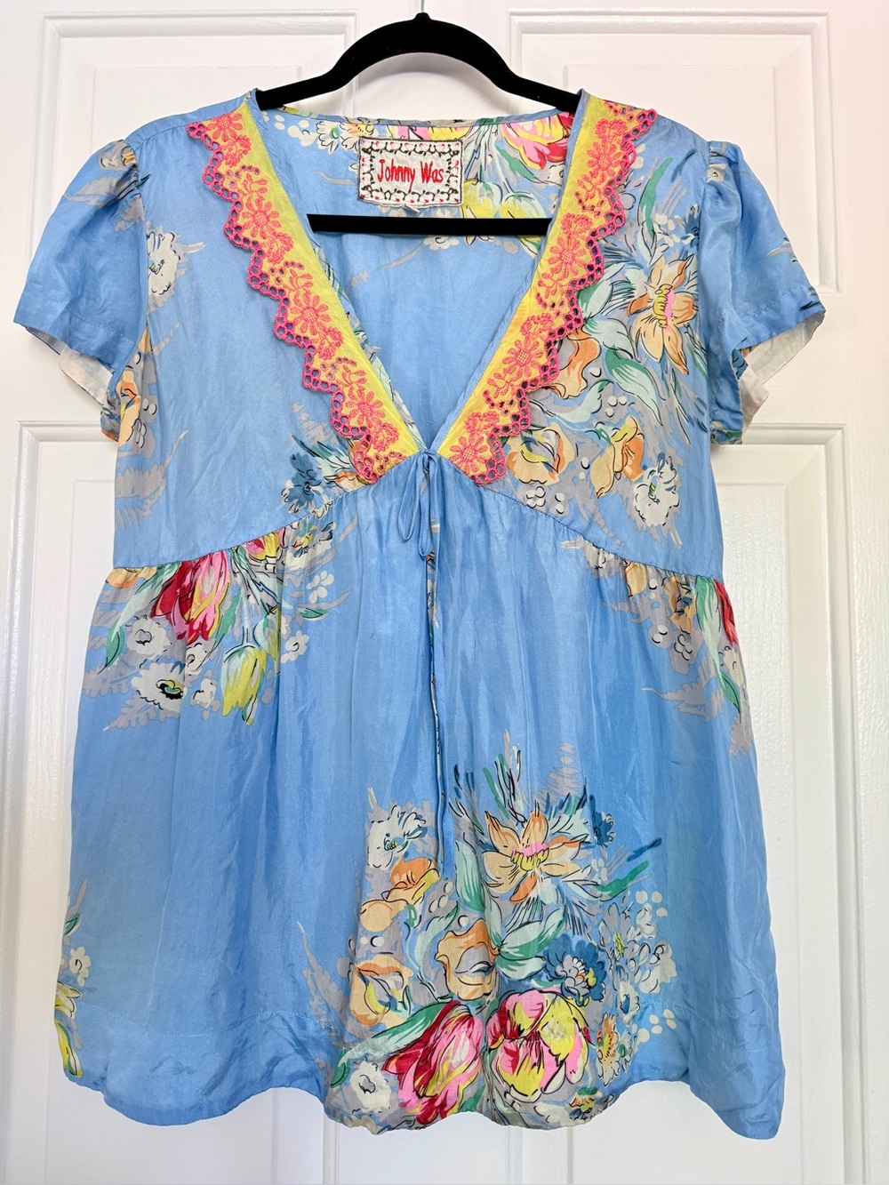 Johnny Was Silk Floral Tunic Size Small